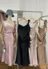 Satin Spaghetti Straps Side Slit Dress
